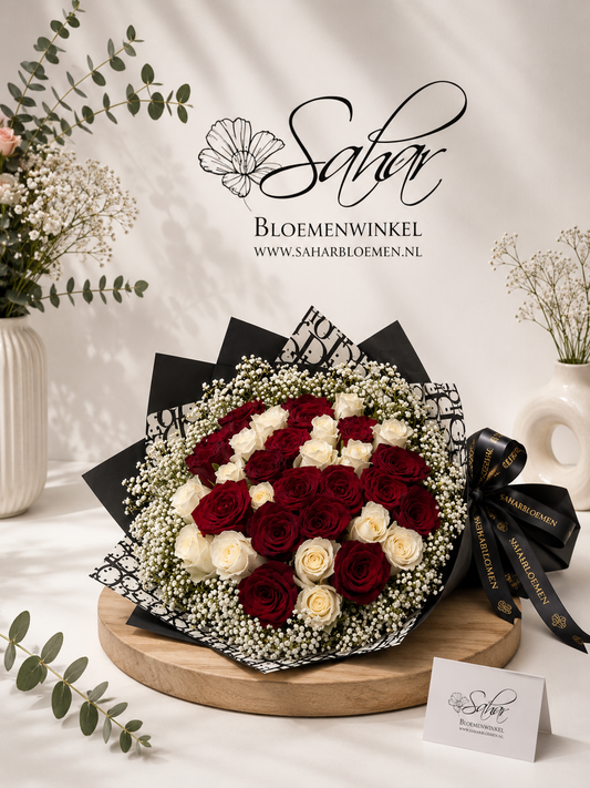 Zwart DiorBoeket + Wit gipskruid